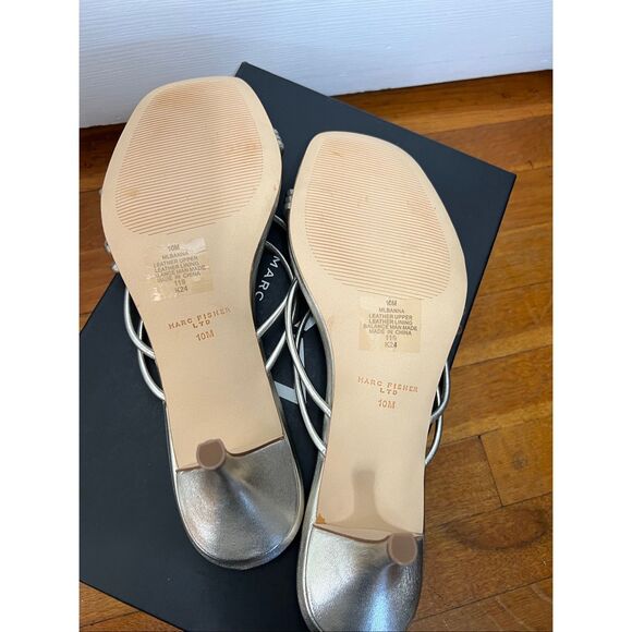 Marc Fisher LTD Women's Banna Strappy Kitten Heel Sandals in Gold Leather Size 1 - Picture 7 of 7